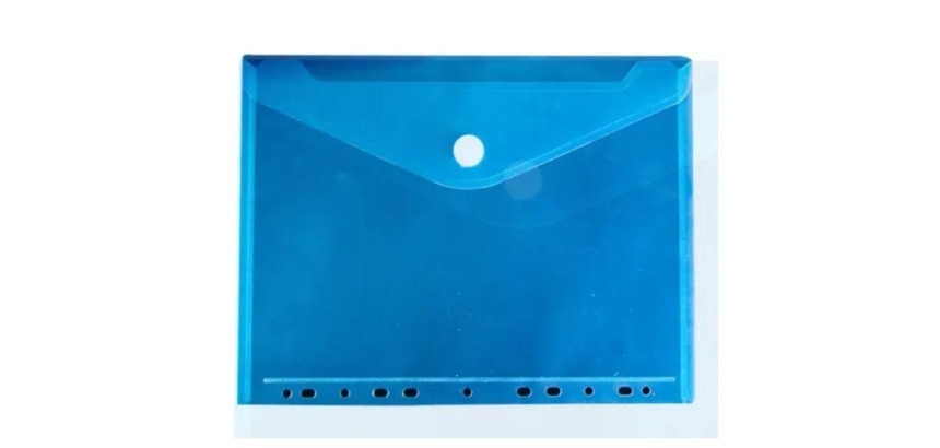 Document pouch, velcro closure, A4 size, perforated, blue, pack of 10 pieces
