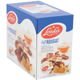 Lonka Nougat, per stuk verpakt, 12g, doos van 214 stuks, pinda melkchocolade