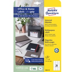 Avery Zweckform étiquettes polyvalentes, 70x42,3mm, blanc, adhésif permanent, 210 étiquettes, 10 feuilles