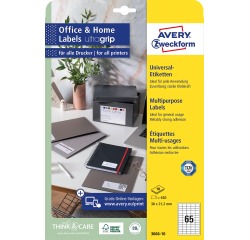 Avery Zweckform étiquettes polyvalentes, 38x21,2mm, blanc, adhésif permanent, 650 étiquettes, 10 feuilles