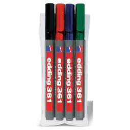 Edding whiteboardmarker e-361 etui 4 stuks in geassorteerde kleuren