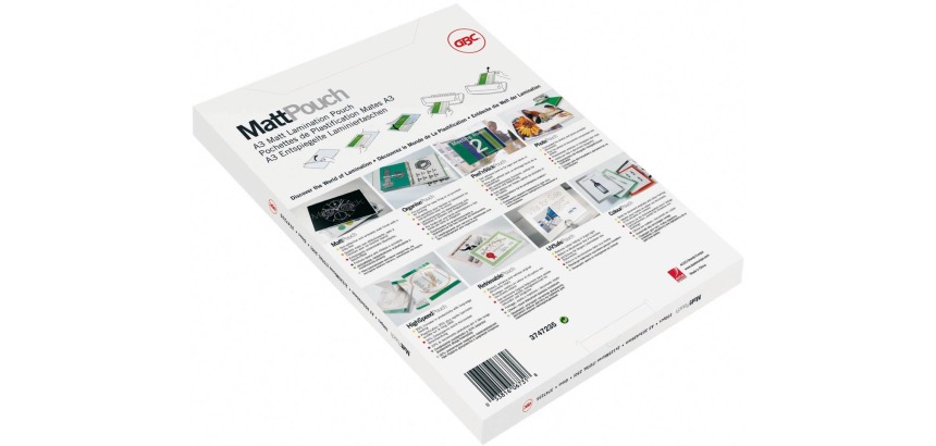 GBC Matt laminating pouch A4 size 150 microns (2 x 75 microns), matte/glossy, pack of 50 pieces
