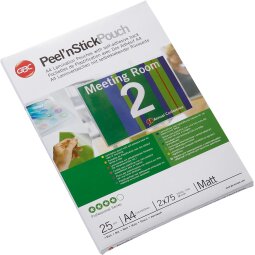 GBC Peel'n Stick pochette à plastifier ft A4, 150 microns (2 x 75 microns), mate, paquet de 25