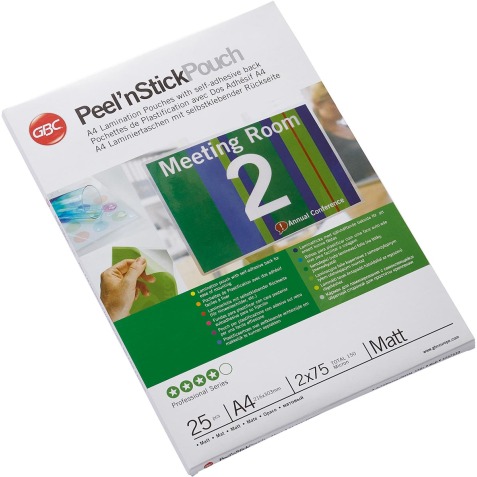GBC Peel'n Stick lamineerhoes ft A4, 150 micron (2 x 75 micron), mat, pak van 25 stuks