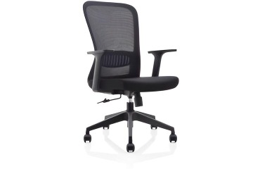 Chaise de bureau ergonomique, base en plastique, noir, paquet de 2 chaises