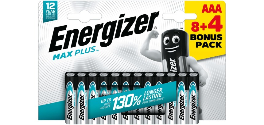 Energizer piles Max plus AAA, blister de 8+4
