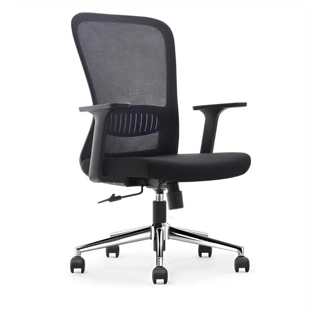 Chaise de bureau ergonomique, base en aluminium, noir, paquet de 2 chaises