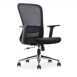 Chaise de bureau ergonomique, base en aluminium, noir, paquet de 2 chaises