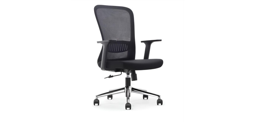 Ergonomic office chair, aluminum base, black, pack of 2 chairs