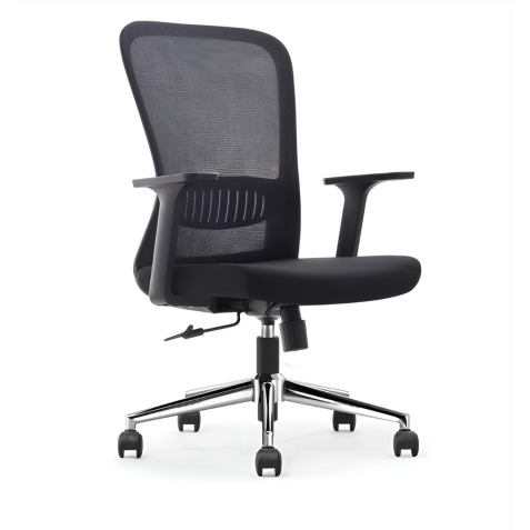 Chaise de bureau ergonomique, base en aluminium, noir, paquet de 2 chaises