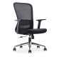 Chaise de bureau ergonomique, base en aluminium, noir, paquet de 2 chaises