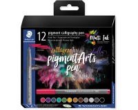 Staedtler Pigment Arts brush pen Calligraphy, étui de 12 pièces, assorti