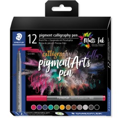 Staedtler Pigment Arts brush pen Calligraphy, étui de 12 pièces, assorti