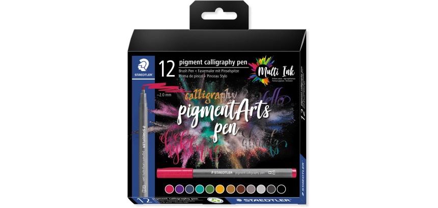 Staedtler Pigment Arts brush pen Calligraphy, étui de 12 pièces, assorti