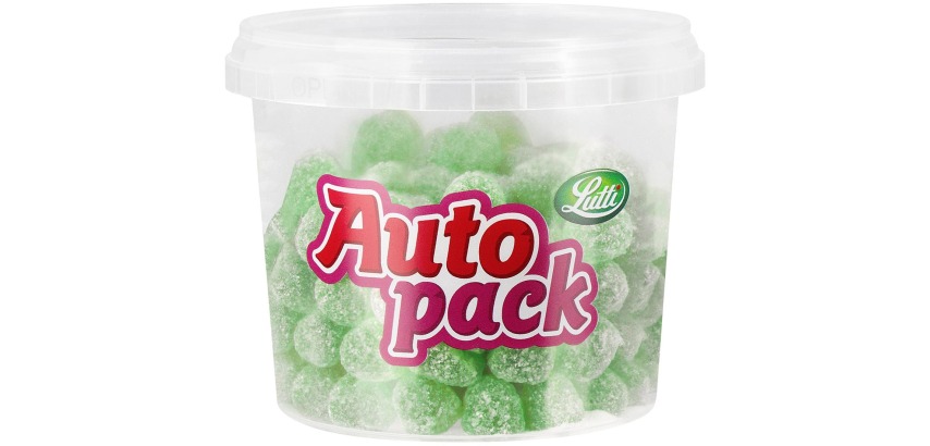 Lutti Autopack grüne Gummibonbons, Schachtel mit 200 g