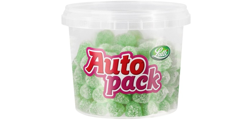 Lutti autopack green gummy candies, 200 g box