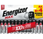Energizer batterijen Max AA, blister van 8 stuks + 4 stuks gratis