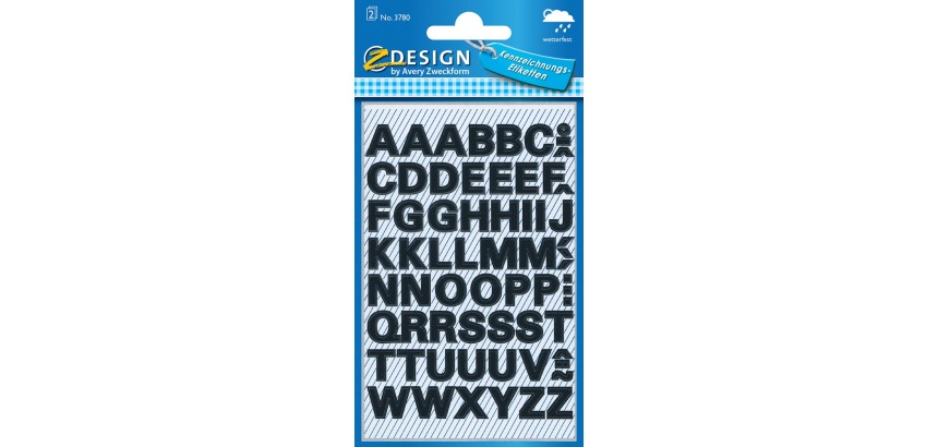 Sticker mit Buchstaben Z-Design HOME, Buchstaben A-Z Schwarz - Set mit 104 Stück.