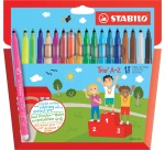STABILO Trio A-Z Filzstift, Etui mit 18 Stück in verschiedenen Farben