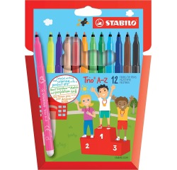 STABILO Trio A-Z feutre, étui de 12 pièces en couleurs assorties