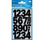 Avery Etiquettes chiffres et lettres 0-9 large, 2 feuilles, noir, film résistant aux intempéries