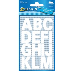 Avery Etiquettes chiffres et lettres A-Z large, 2 feuilles, blanc, film résistant aux intempéries