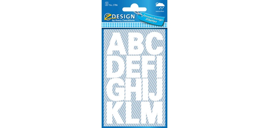 Avery Labels numbers and letters A-Z large, 2 sheets, white, weather-resistant film