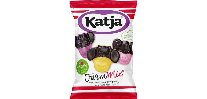 Katja Fram Mix candies, a blend of 3 fruit-flavored gummies with licorice, 255 g bag
