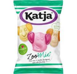 Katja Zoo Mix bonbons, mélange de 3 gommes molles aux fruits avec du vrai jus de fruits, sachet de 255 g