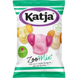 Katja Zoo Mix snoep, mix van 3 zachte fruitgums met echt fruitsap, zak van 255 g