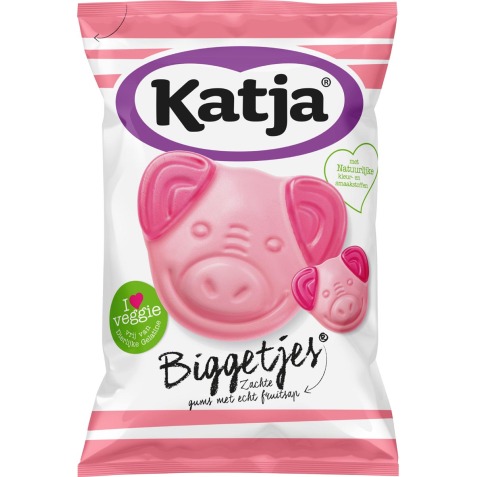 Katja Biggetjes bonbons, gommes molles avec du vrai jus de fruits, sachet de 255 g