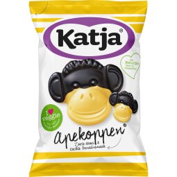 Katja Apekoppen snoep, zoete drop en banaansmaak, zak van 255 g