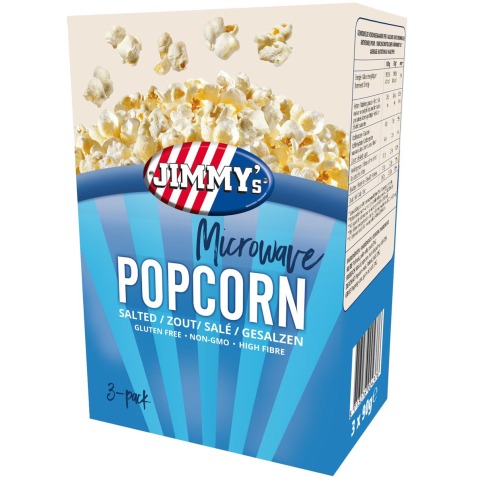 Jimmy's Popcorn Microwave, zout, doos van 3 x 90 g