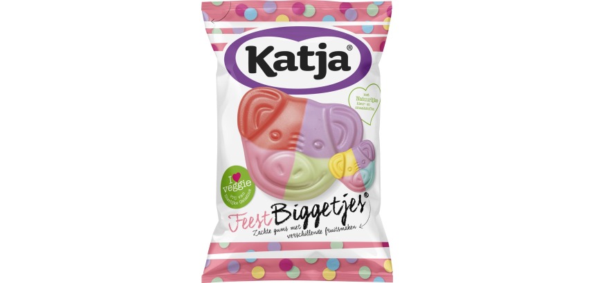 Katja Feest Piglets candies, soft gummies with various fruit flavors, 250 g bag