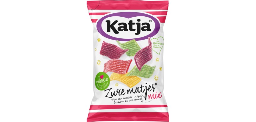 Katja Zure Matjes bonbons, mélange d'arômes de fraise, de pomme, de banane et de cassis, sachet de 250 g