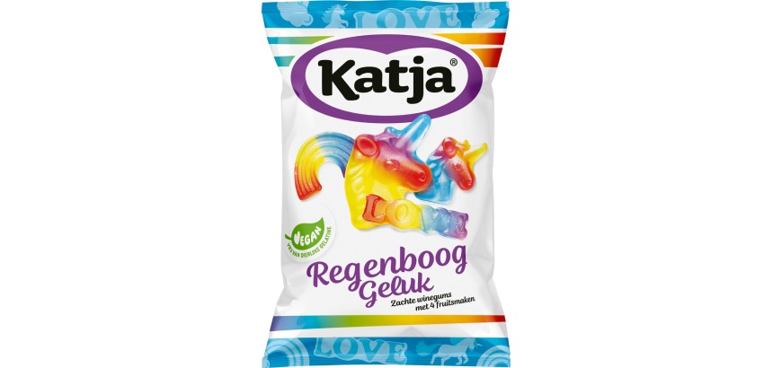 Katja Regenboog Geluk snoep, zachte winegums met 4 fruitsmaken, zak van 250 g