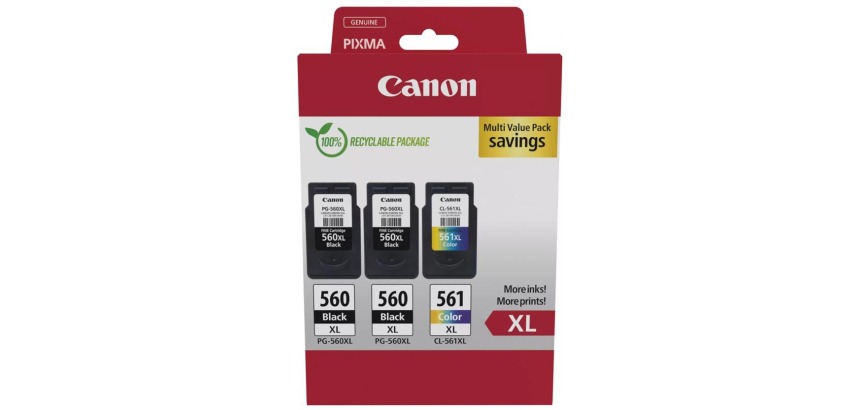 Canon cartouche d'encre 2 x PG-560XL + 1 x CL-561XL, 300 - 400 pages, OEM 3712C009, 4 kleuren