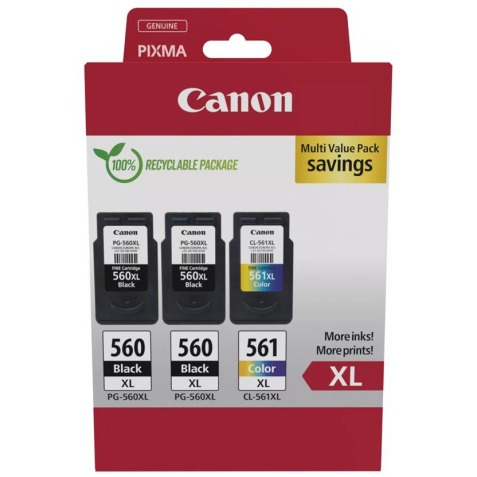 Canon cartouche d'encre 2 x PG-560XL + 1 x CL-561XL, 300 - 400 pages, OEM 3712C009, 4 kleuren