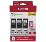 Canon photo value pack 2 x PG-560XL + 1 x CL-561XL, 300 - 400 pagina's, OEM 3712C012, 4 kleuren