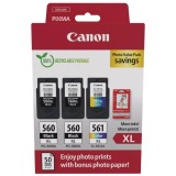 Canon photo value pack 2 x PG-560XL + 1 x CL-561XL, 300 - 400 pages, OEM 3712C012, 4 couleurs