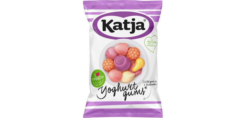 Katja Yoghurtgums candies, soft gummies with 6 fruit flavors, 295 g bag