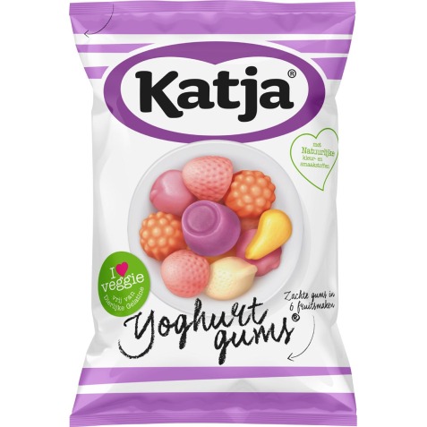 Katja Yoghurtgums bonbons, gommes molles aux 6 saveurs de fruits, sachet de 295 g