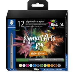 Staedtler Pigment Arts brush pen, etui van 12 stuks, Nature Colours