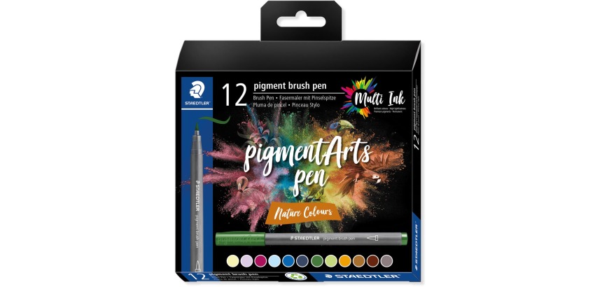 Staedtler Pigment Arts brush pen, set of 12 pieces, Nature Colours