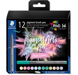 Staedtler Pigment Arts brush pen, etui van 12 stuks, Pastel Colours