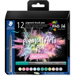 Staedtler Pigment Arts brush pen, etui van 12 stuks, Pastel Colours