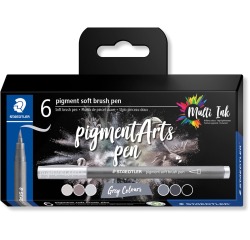 Feutre pinceau Staedtler Pigment Pen étui 6 couleurs grises