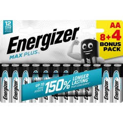 Energizer piles Max Plus AA/LR06/E91, blister de 8 + 4
