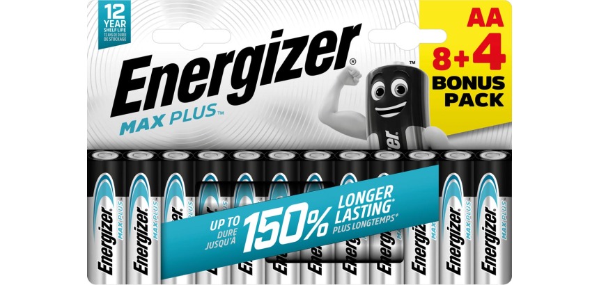 Energizer piles Max Plus AA/LR06/E91, blister de 8 + 4