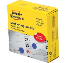GB_Avery marking dots, diamètre 10 mm, rouleau avec 800 pièces, bleu